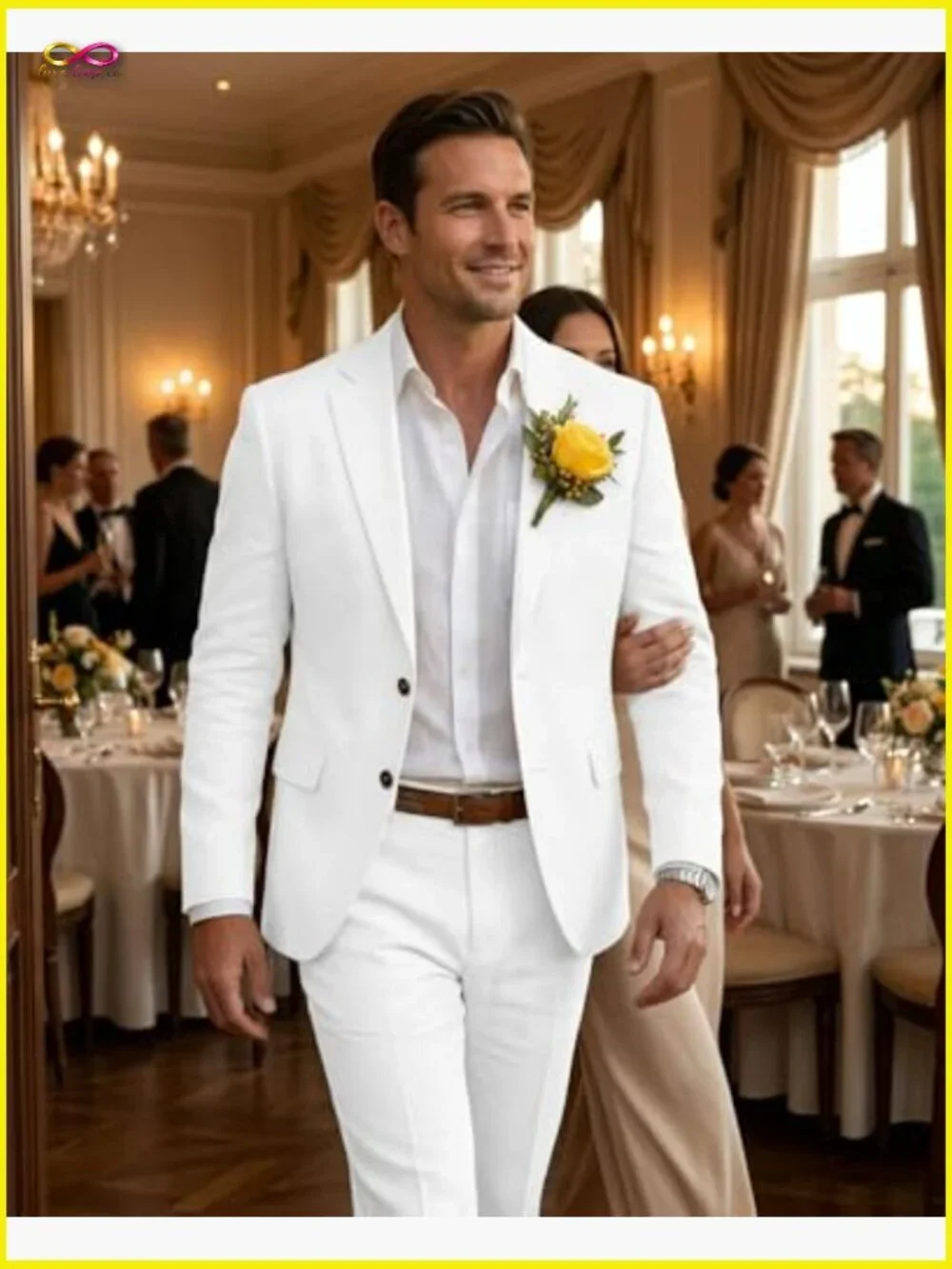 Linen Suit Set Slim Fit Lightweight Breathable Blazer Pants Elegant Classic